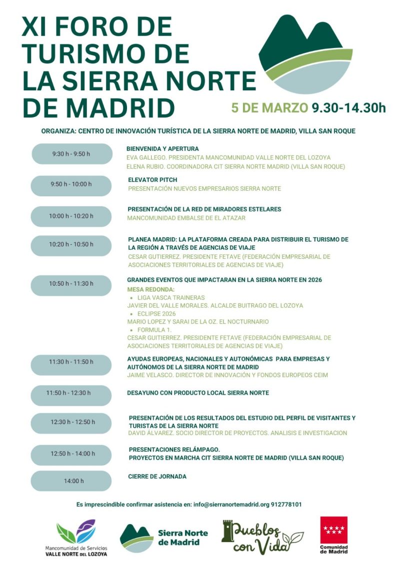 La Sierra Norte de Madrid reúne al sector turístico en su XI Foro para analizar el futuro del territorio