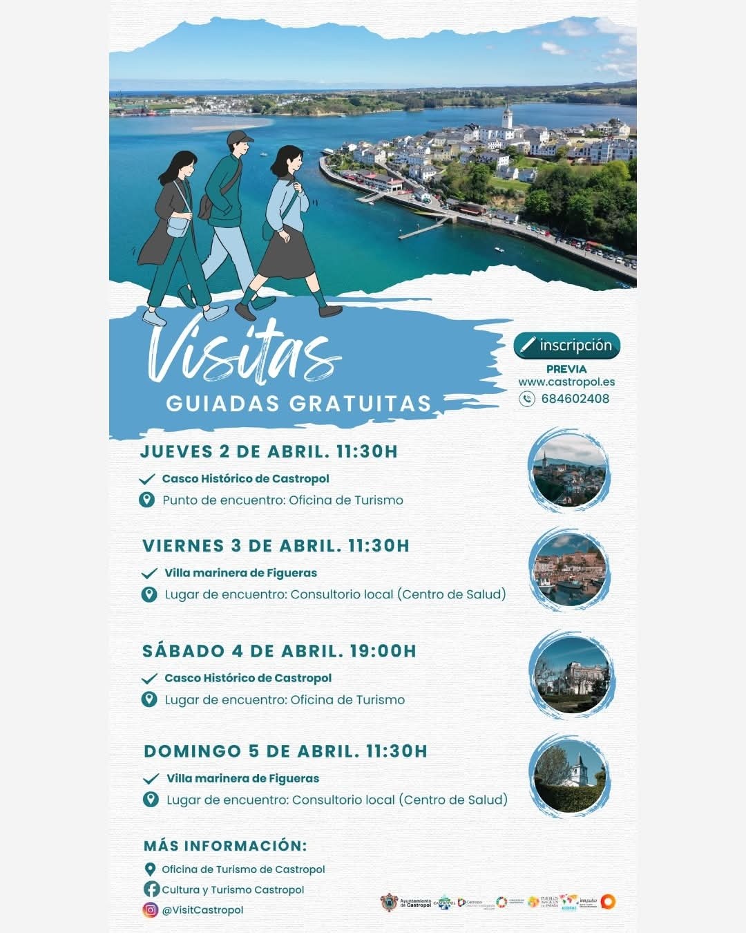 Castropol programa rutas guiadas gratuitas en Semana Santa para conocer su patrimonio y la ría del Eo