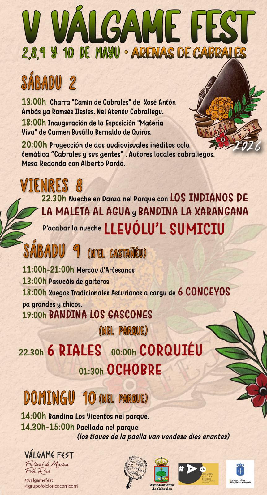 El V Válgame Fest llenará Arenas de Cabrales de música, tradición y actividades culturales durante el mes de mayo