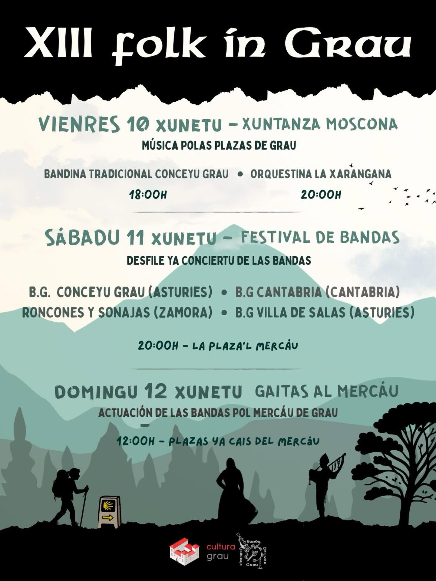 Grao reúne a bandas de gaitas de Asturias, Cantabria y Zamora en la XIII edición de Folk in Grau